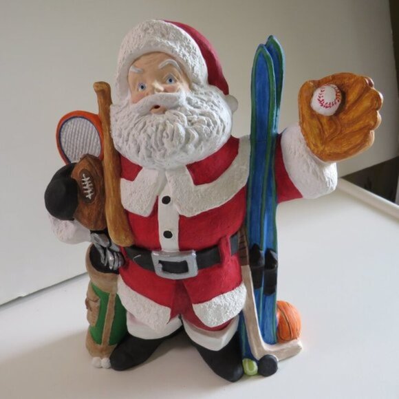 Santa Claus Sports Christmas Ceramic Hand painted - Picture 1 of 11